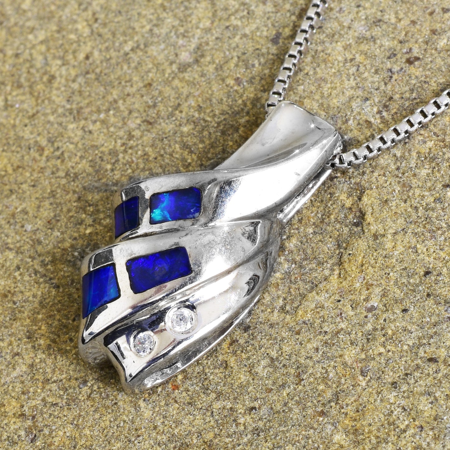 Inlay Opal Sterling Silver Necklace INLOP-002