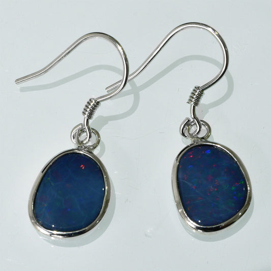 Sterling Silver Boulder Doublet Opal Hook Earrings SEH-001DO
