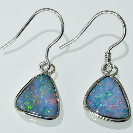 Sterling Silver Boulder Doublet Opal Hook Earrings SEH-002DO