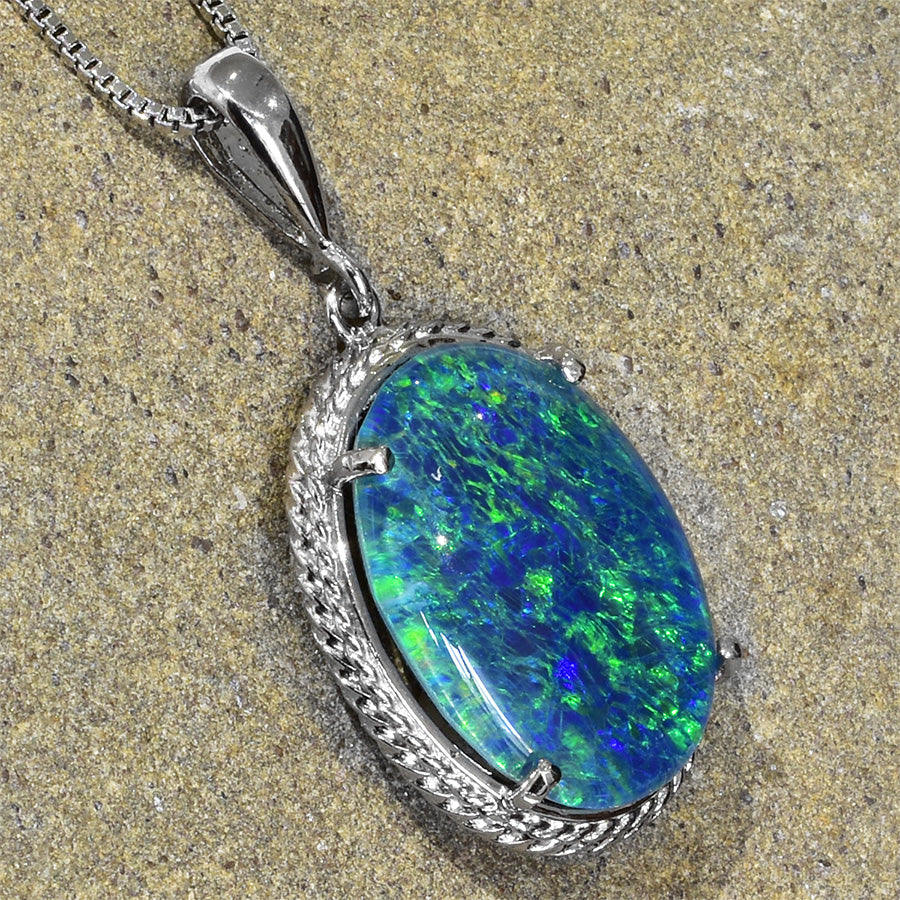 Large Triplet Opal Sterling Silver Necklace WJOP-005TR (18x13mm opal)