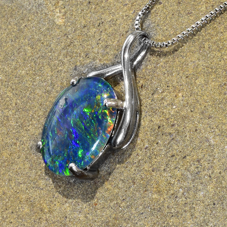 Large Triplet Opal Sterling Silver Necklace WJOP-004TR (16x12mm opal)