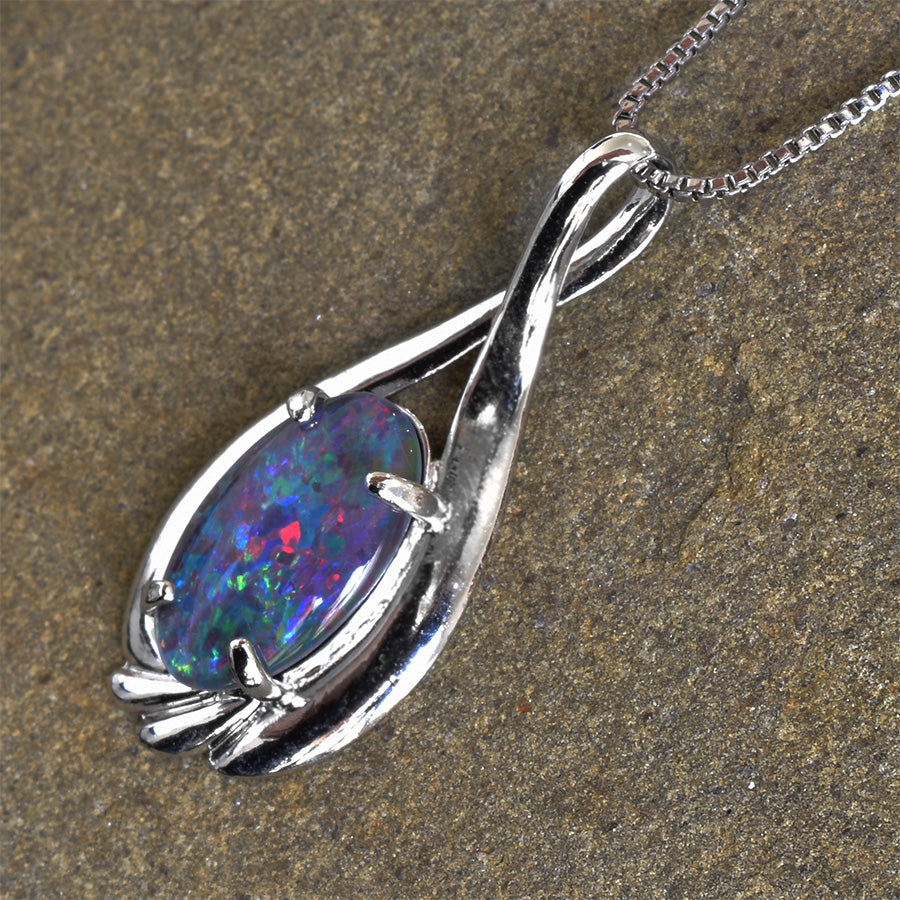 Sterling Silver Triplet Opal Necklace WJOP-014TR (14x7mm opal)