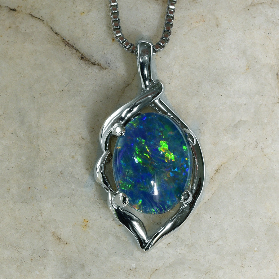Sterling Silver Triplet Opal Necklace WJOP-016TR (10x8mm opal)
