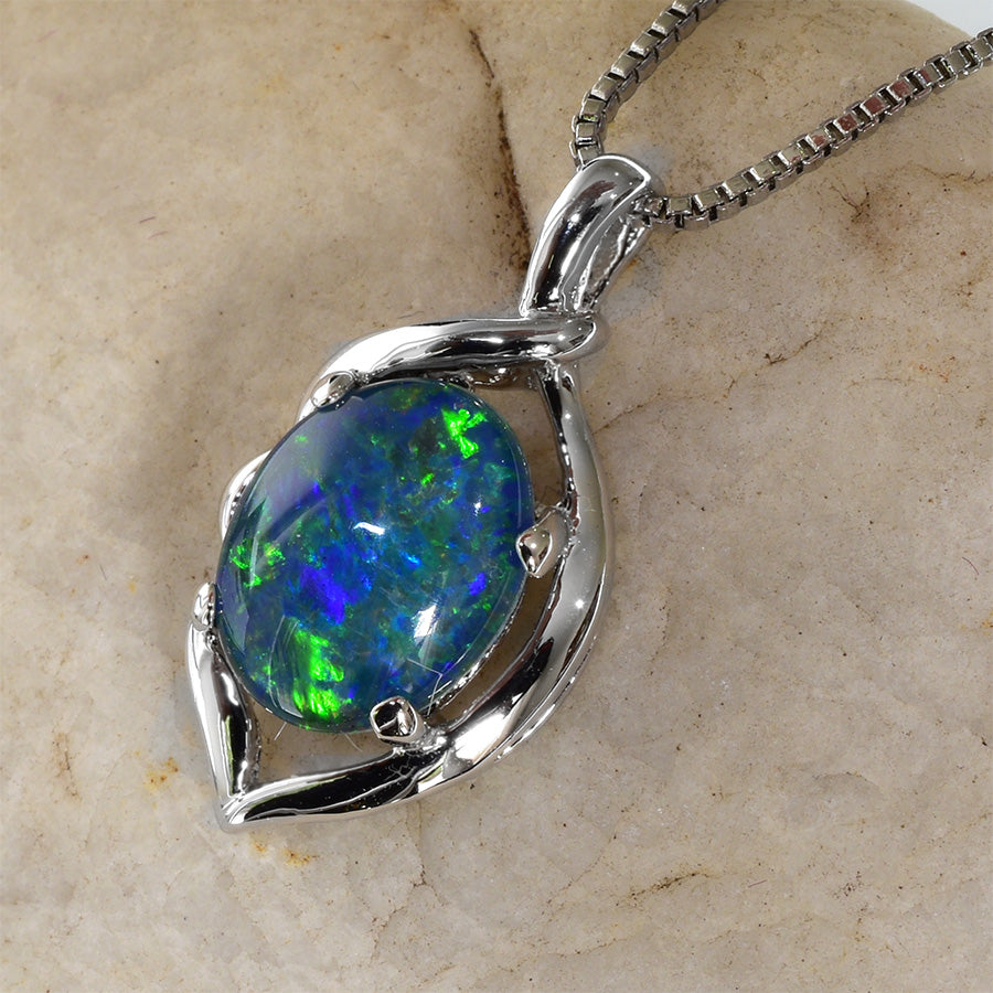 Sterling Silver Triplet Opal Necklace WJOP-016TR (10x8mm opal)