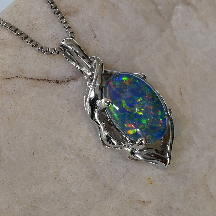 Sterling Silver Triplet Opal Necklace WJOP-016TR (10x8mm opal)