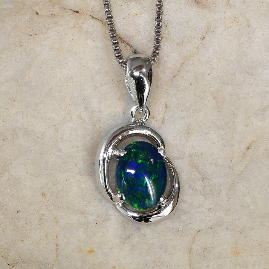 Sterling Silver Triplet Opal Necklace WJOP-028TR (8x6mm opal)