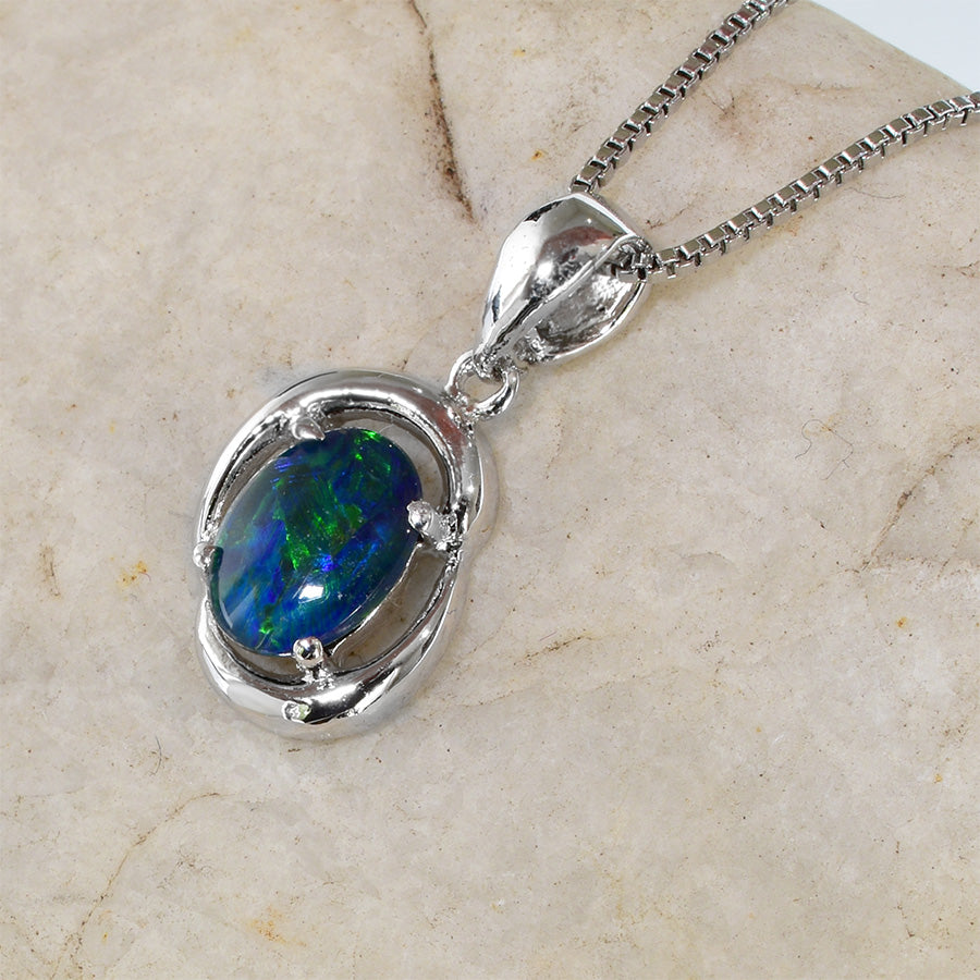 Sterling Silver Triplet Opal Necklace WJOP-028TR (8x6mm opal)