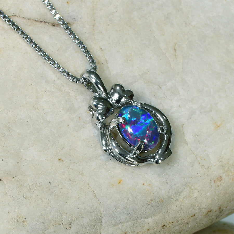 Sterling Silver Triplet Opal Necklace WJOP-034TR (7X5mm opal)
