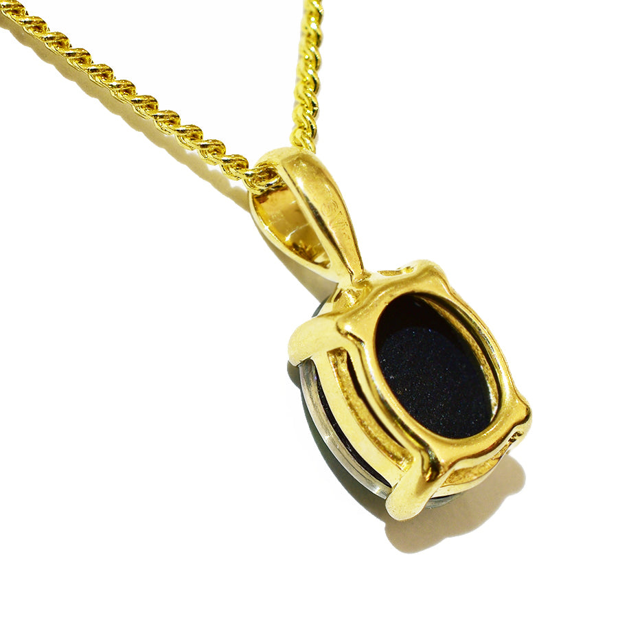 10K Yellow Gold Black Triplet Opal Necklace 10KY-OPT0155(9x7)1