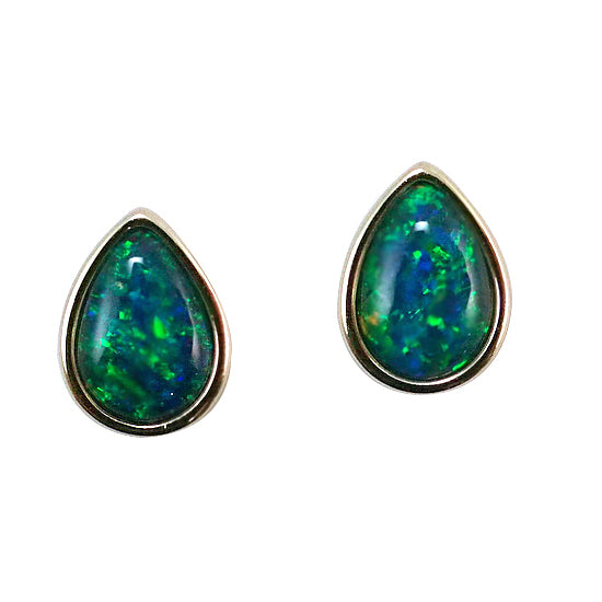 Large Sterling Silver Triplet Opal Earrings 18K GP 10X7DEZ-TG