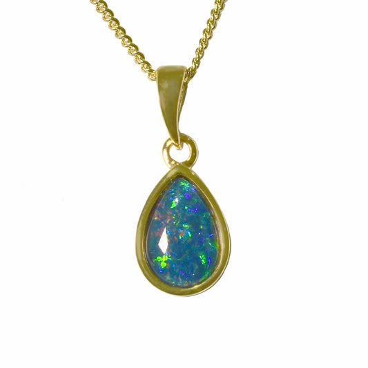 Sterling Silver Triplet Opal Necklace 18K GP 10X7DPZ-TG