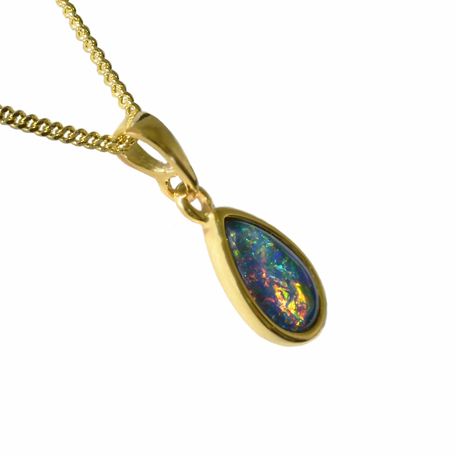 Sterling Silver Triplet Opal Necklace 18K GP 10X7DPZ-TG