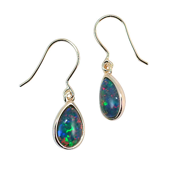 Sterling Silver Triplet Opal Earrings 18K GP 10X7K EZ TG