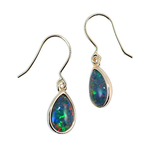Large Sterling Silver Triplet Opal Earrings 18K GP 10X7KEZ-TG