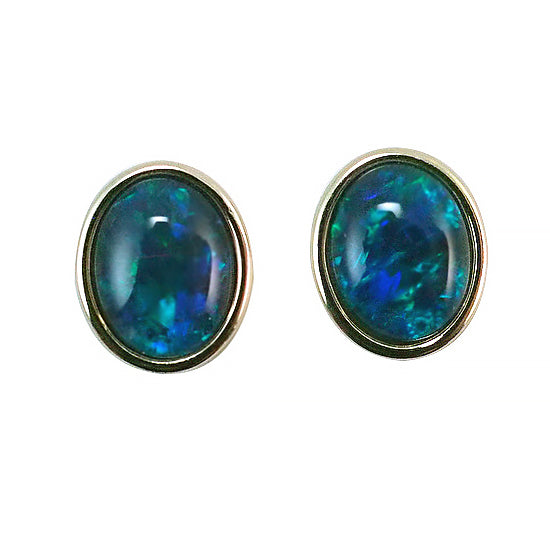 Large Sterling Silver Triplet Opal Earrings 18K GP 10X8EZ-TG