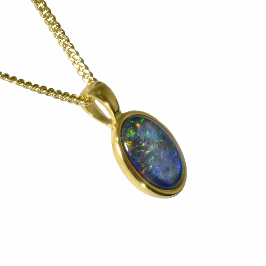 Triplet Opal Sterling Silver Necklace 18K GP 10X8PZ-TG