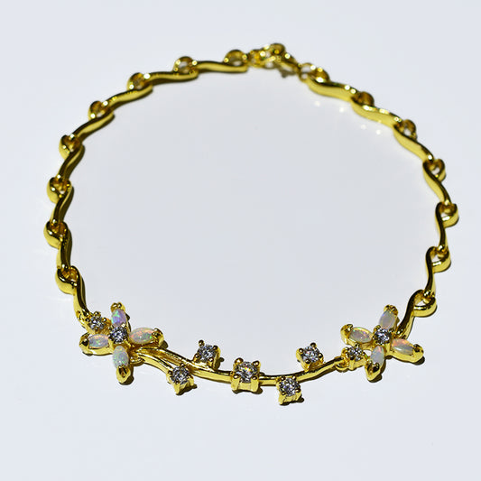 Sterling Silver Solid Light Opal Bracelet 18K GP 12B-SG