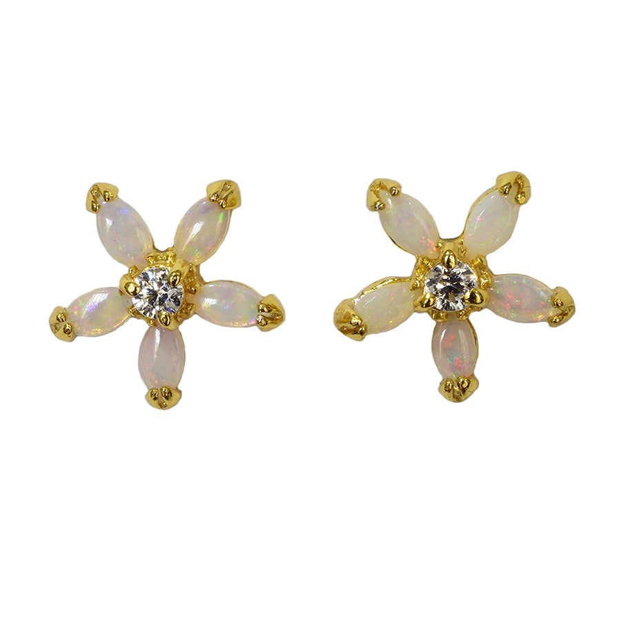 Sterling Silver Solid Light Opal Earrings 18k GP (12E-SG)