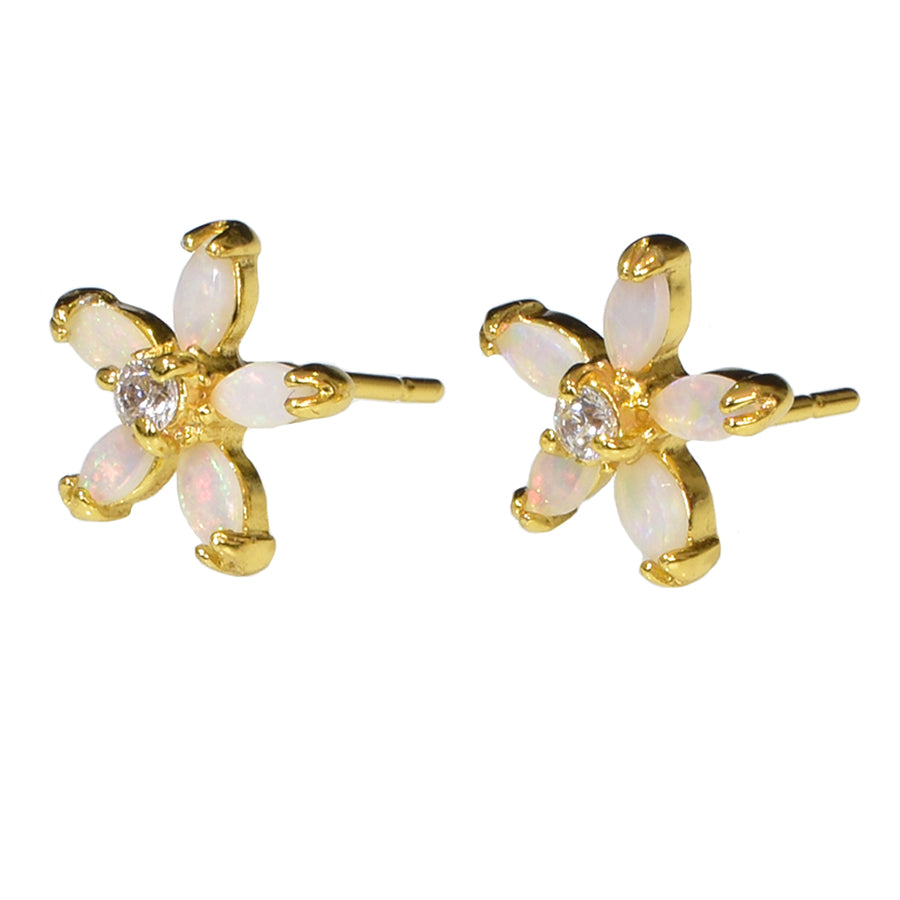 Sterling Silver Solid Light Opal Earrings 18k GP (12E-SG)