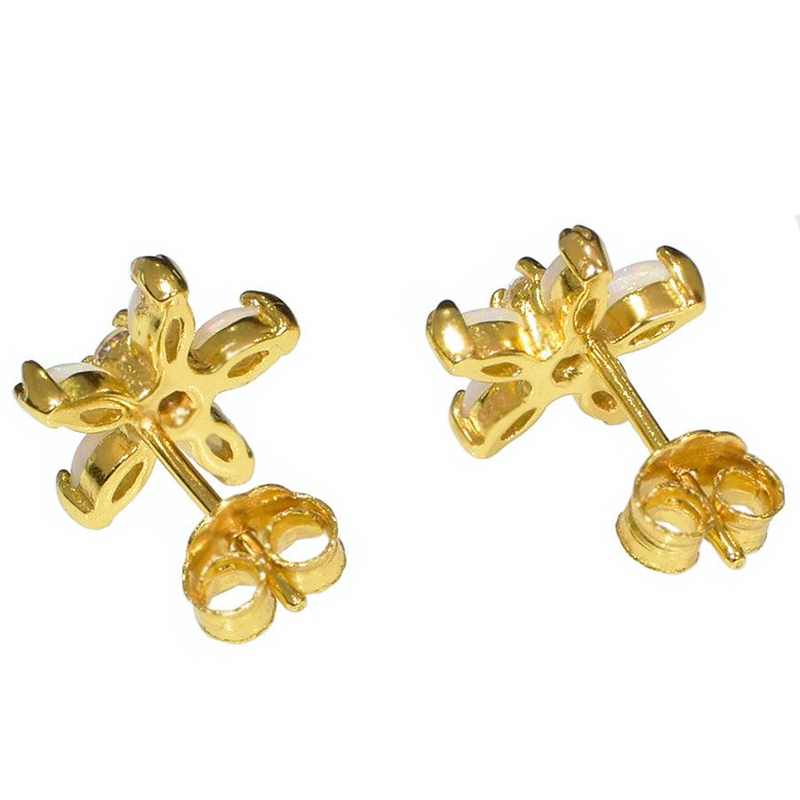 Sterling Silver Solid Light Opal Earrings 18k GP (12E-SG)