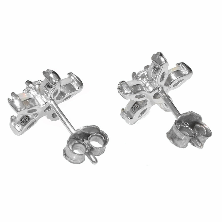 Sterling Silver Solid Light Opal Earrings (12E-SR)