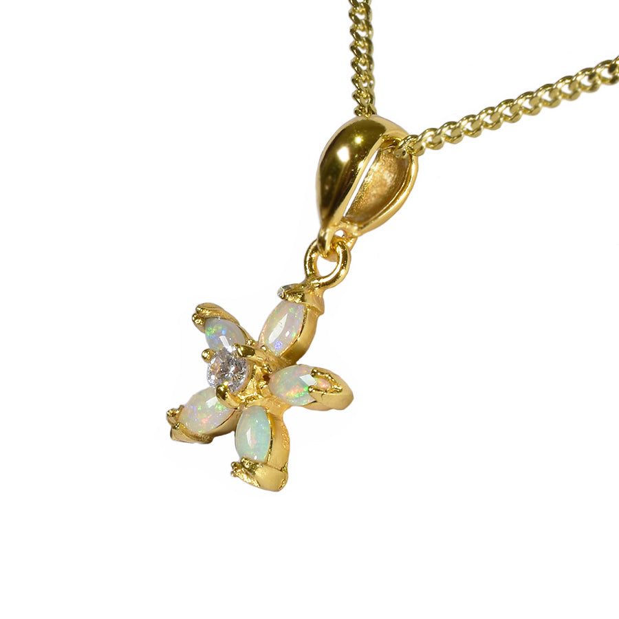 Solid Light Opal Sterling Silver Necklace 18K GP 12P-SG