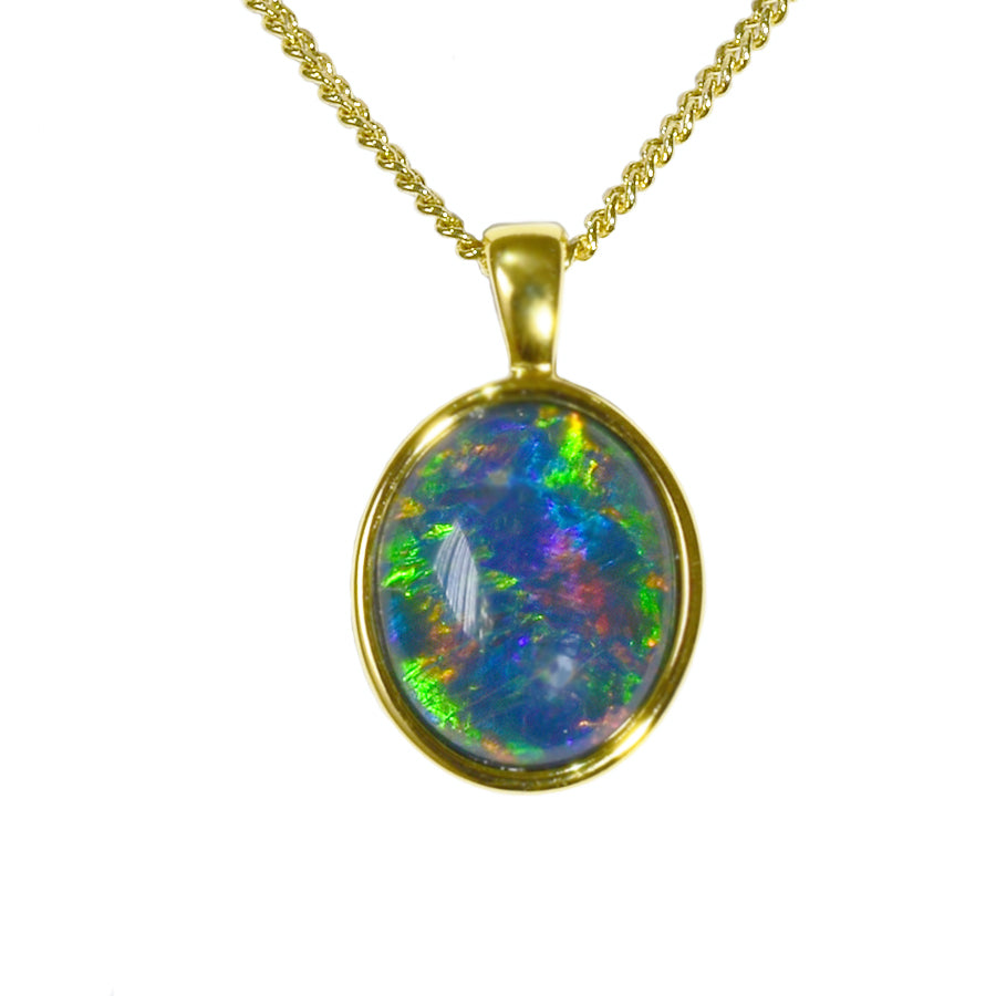 Triplet Opal Sterling Silver Necklace 18K GP (12X10PZ-TG)