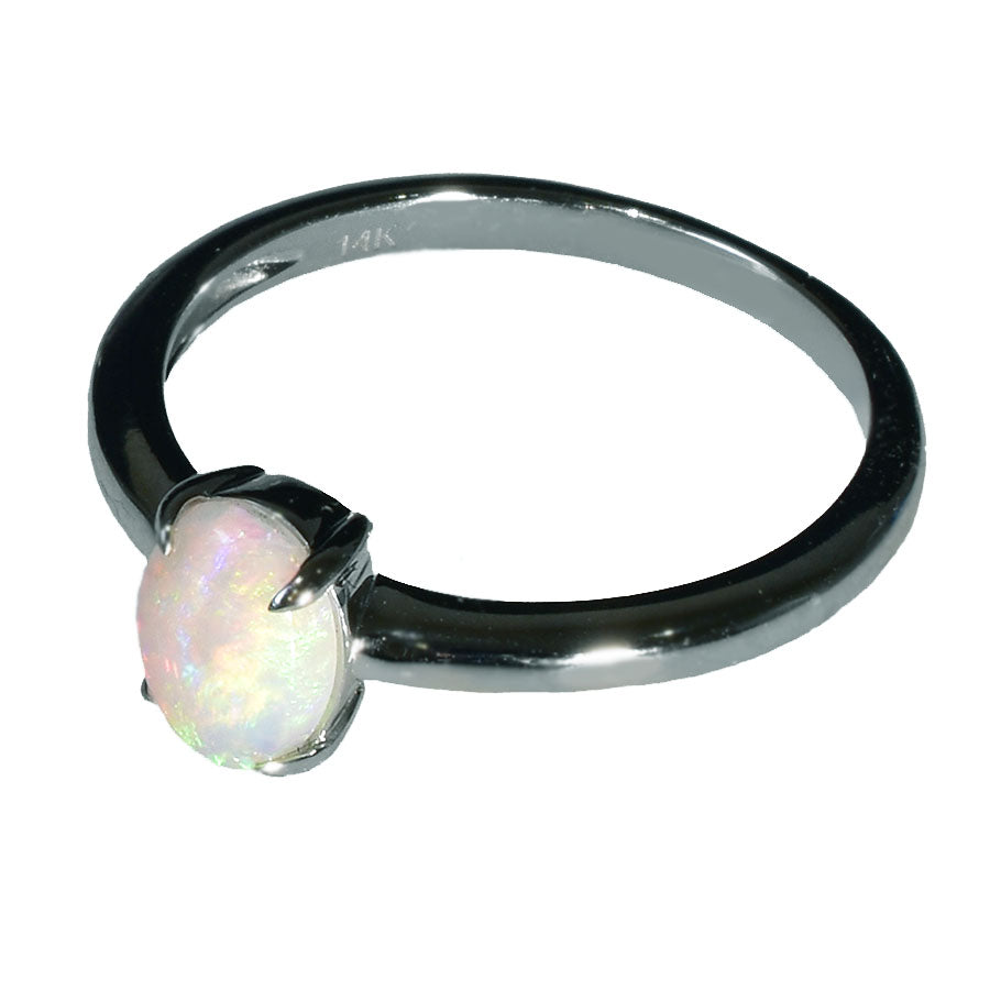 14K White Gold Solid Crystal OPAL RING 14KW-041S2 (SIZE M/6)