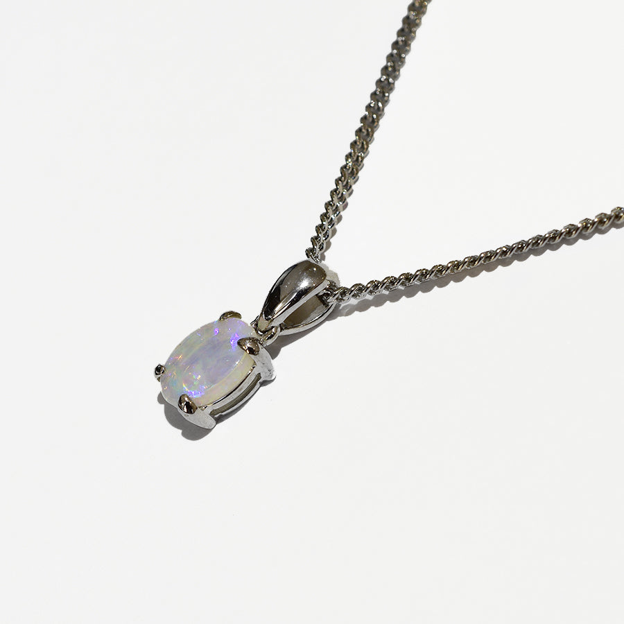 14K White Gold Crystal Opal Necklace 14KW-OPS0153(7X5)