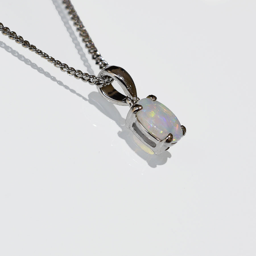 14K White Gold Crystal Opal Necklace 14KW-OPS0153(7X5)