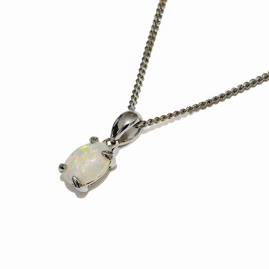 14K White Gold Crystal Opal Necklace 14KW-OPS0154(8x6)