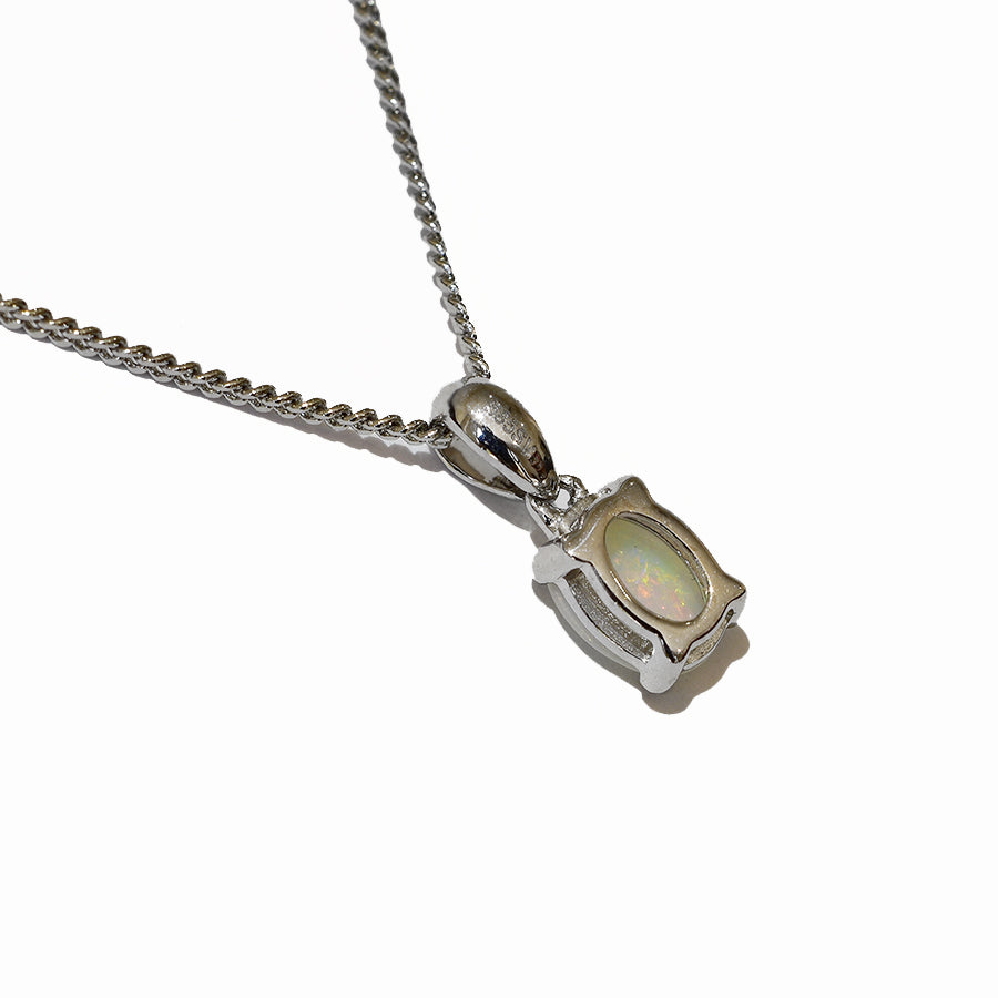 14K White Gold Crystal Opal Necklace 14KW-OPS0154(8x6)