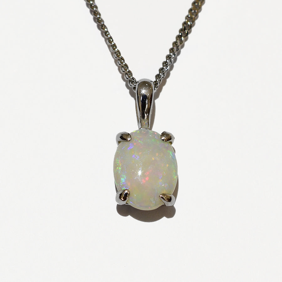 14K  White Gold Crystal Opal Necklace 14KW-OPS0155(9x7)