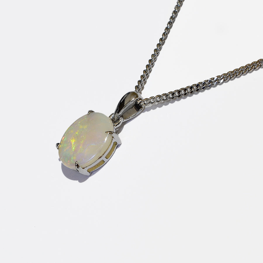 14K White Gold Crystal Opal Necklace 14KW-OPS0156(10x8)
