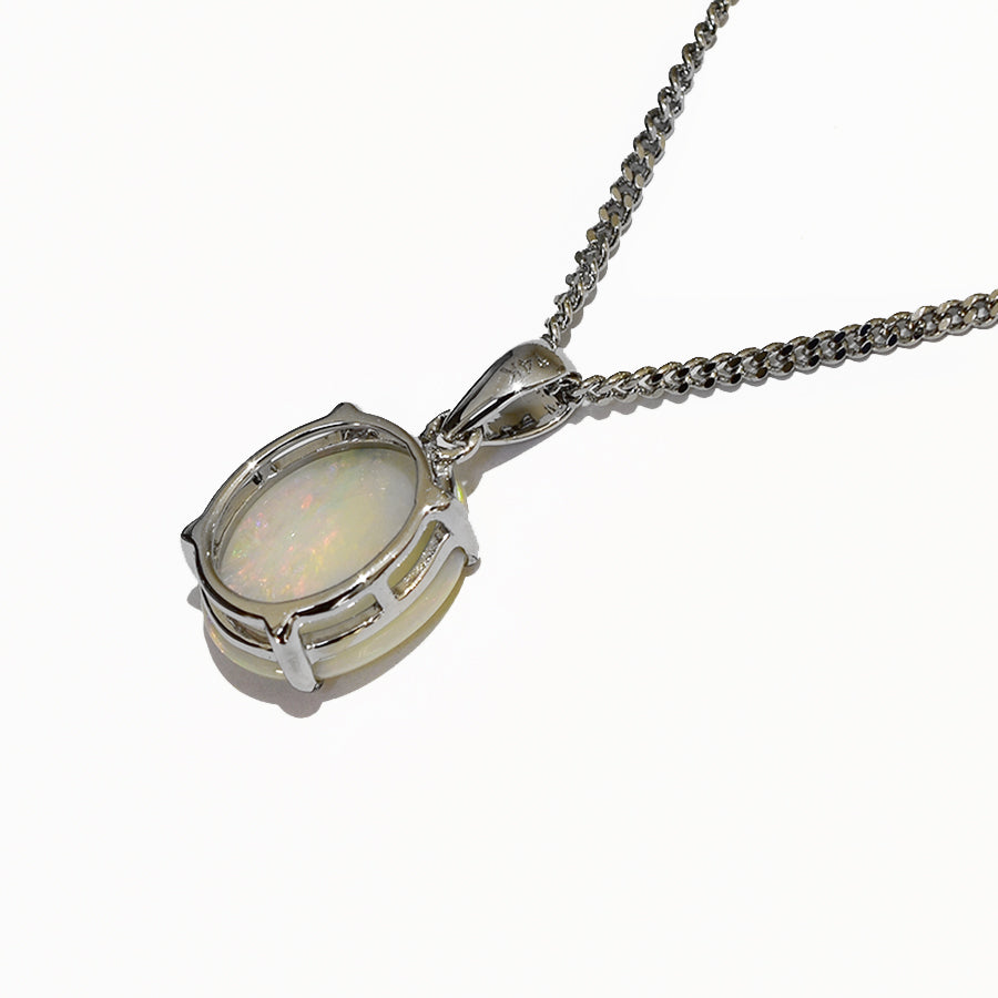 14K White Gold Crystal Opal Necklace 14KW-OPS107(11x9)