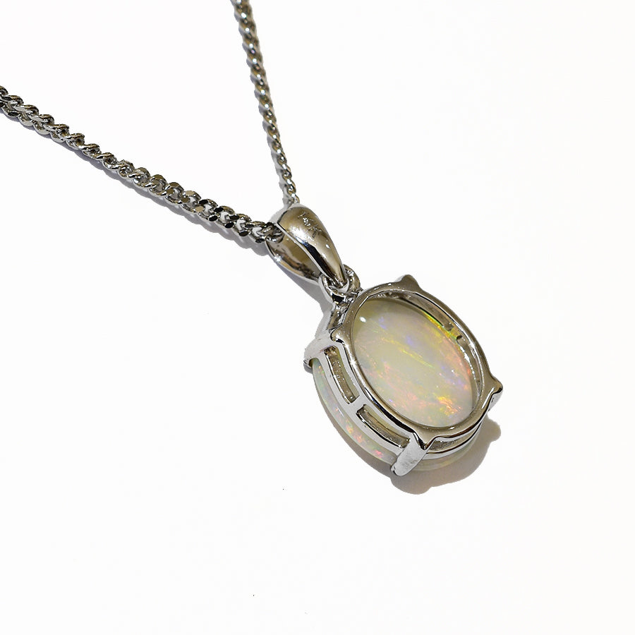 14K White Gold Crystal Opal Necklace 14KW-OPS107(11x9)