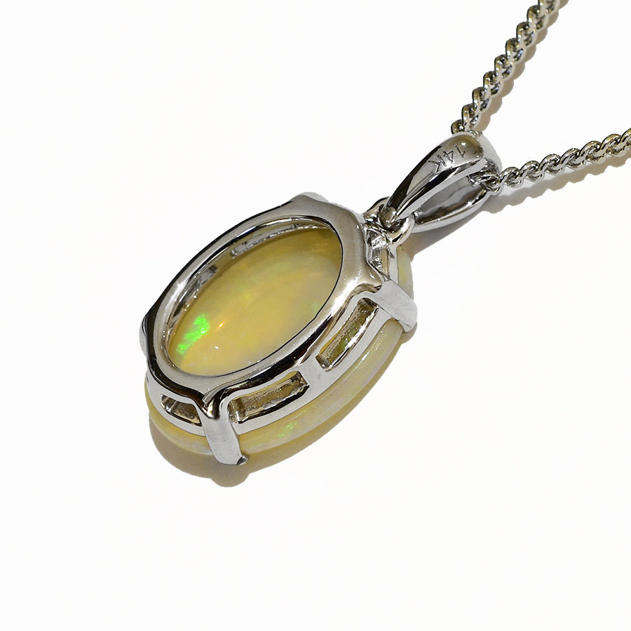 14K White Gold Crystal Opal Necklace 14KW-OPS109(14x10)