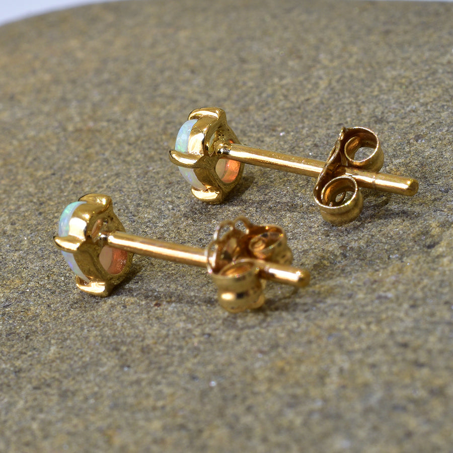 14K Yellow Gold Crystal Opal Earrings 14KY-OES0115(5x3mm opals)