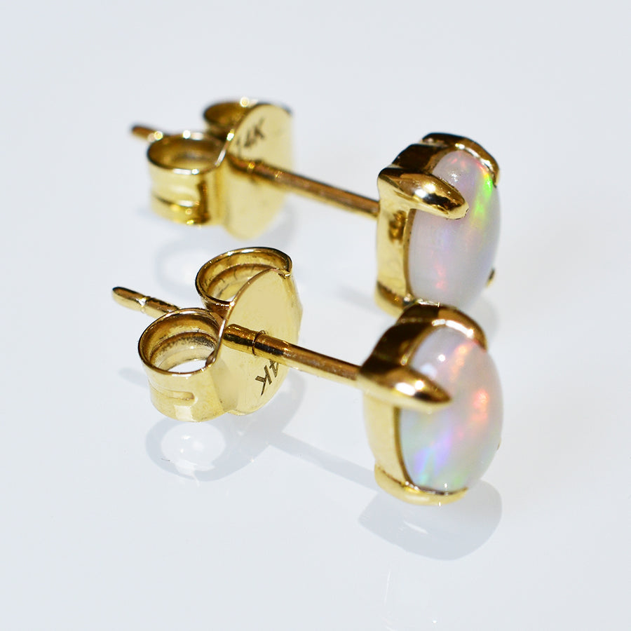 14K Yellow Gold Crystal Opal Earrings 14KY-OES0117(6x4)