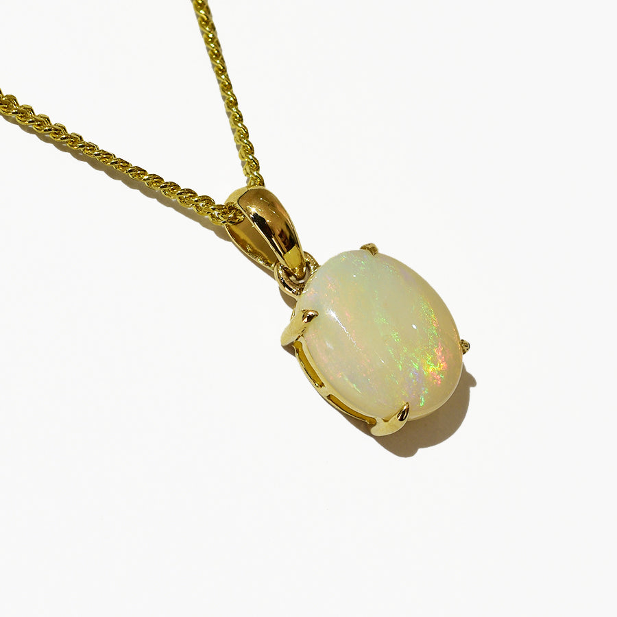 14K Yellow Gold Crystal Opal Necklace 14KY-OPS0156(10x8)