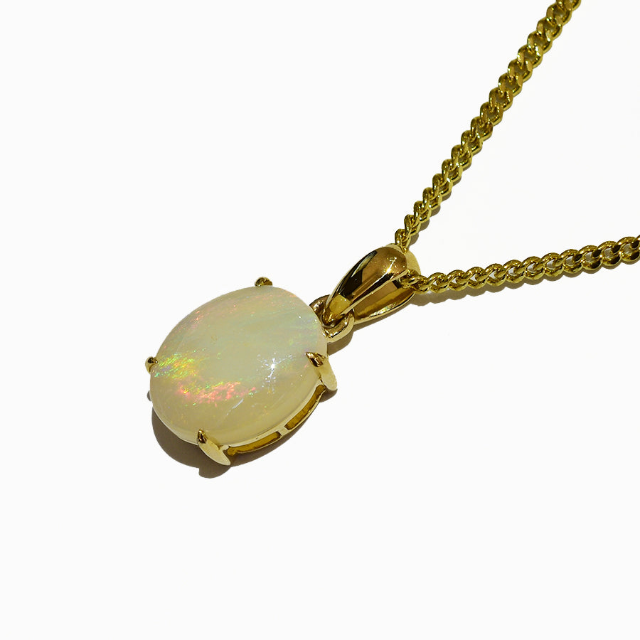 14K Yellow Gold Crystal Opal Necklace 14KY-OPS0156(10x8)