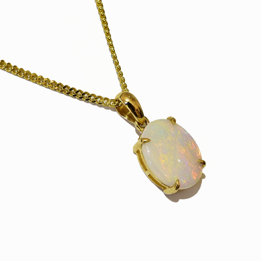 14K Yellow Gold Crystal Opal Necklace 14KY-OPS107(11x9)