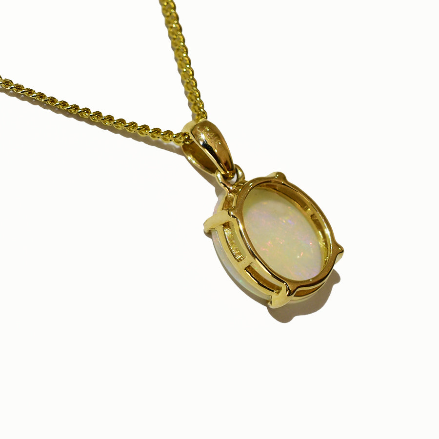 14K Yellow Gold Crystal Opal Necklace 14KY-OPS107(11x9)