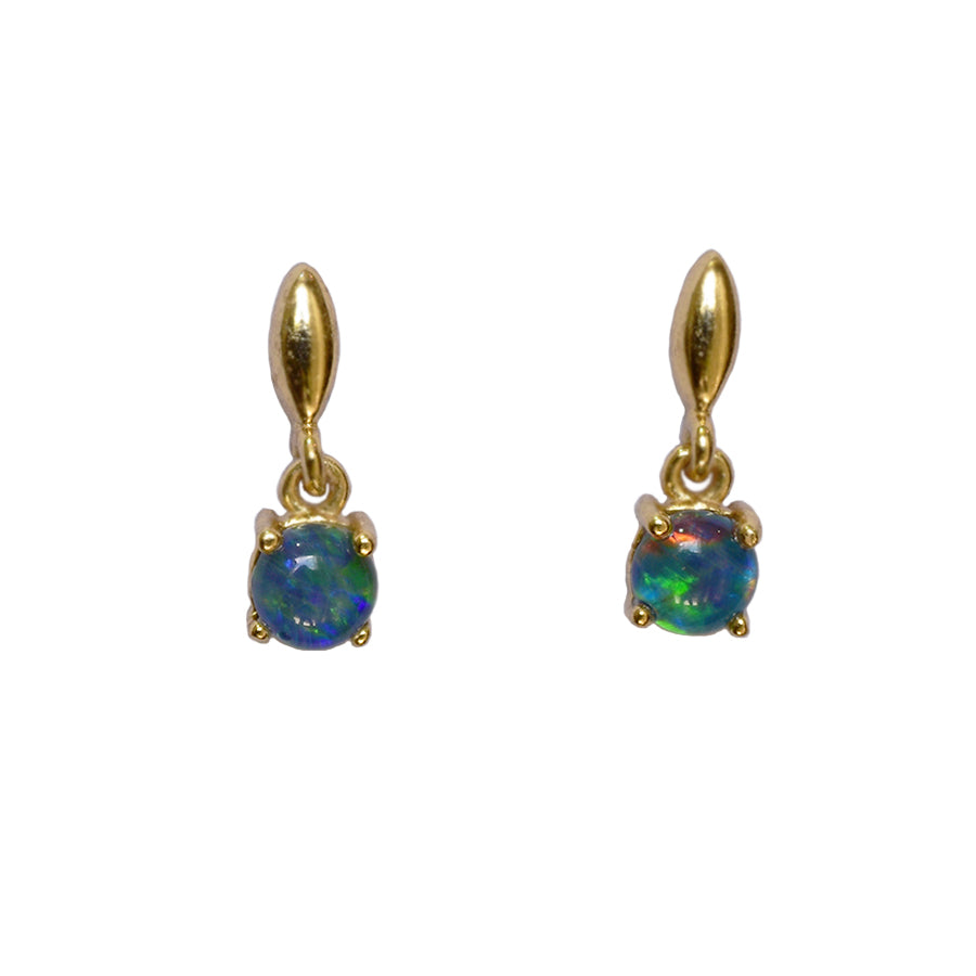 Sterling Silver Black Triplet Opal Earrings 18K GP 15E-TG