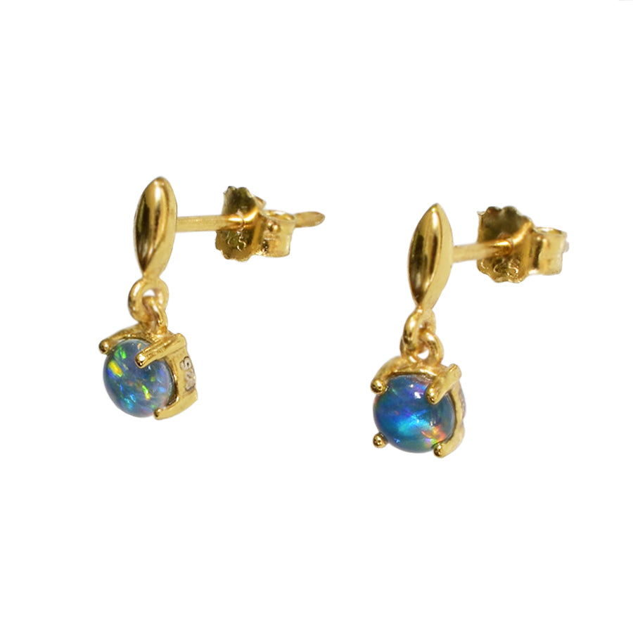 Sterling Silver Black Triplet Opal Earrings 18K GP 15E-TG