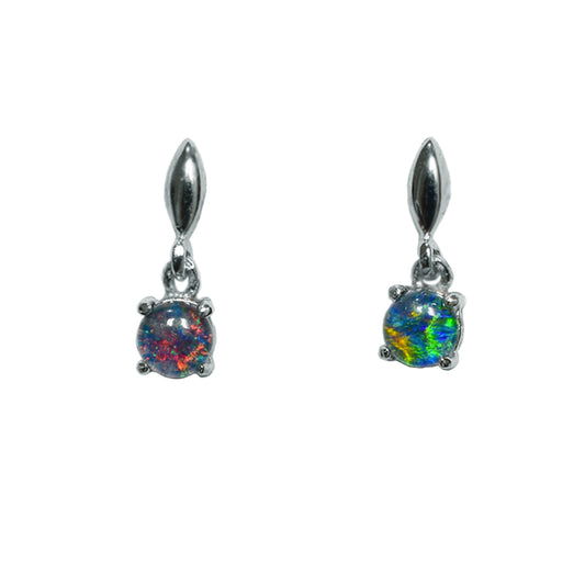 Sterling Silver Triplet Opal Earrings (15E-TR4mm)