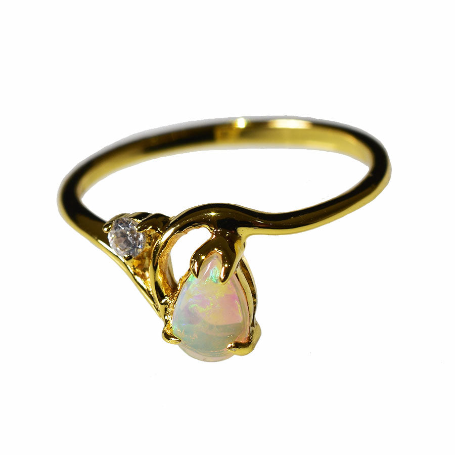 Sterling Silver Solid Light Opal Ring 17R-SG (SIZE L/6) 18K GP