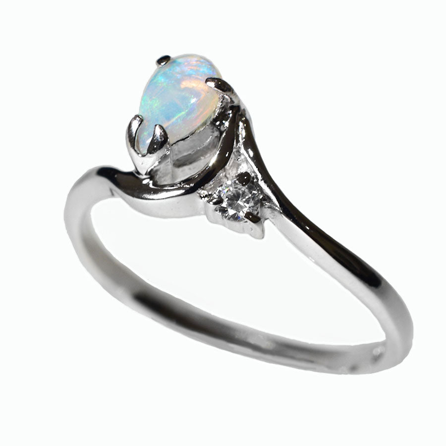 Sterling Silver Solid Crystal Opal Ring 17R-SR (SIZE N/7)