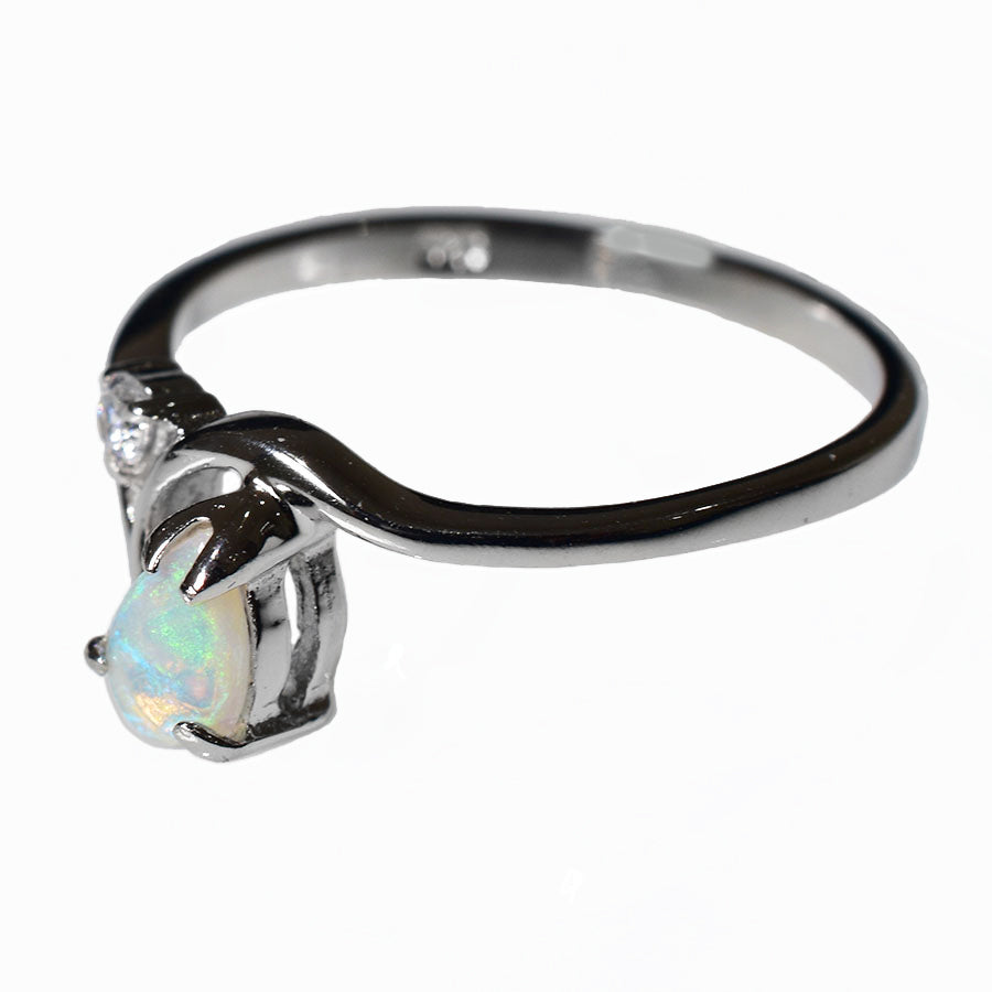 Sterling Silver Solid Crystal Opal Ring 17R-SR (SIZE N/7)