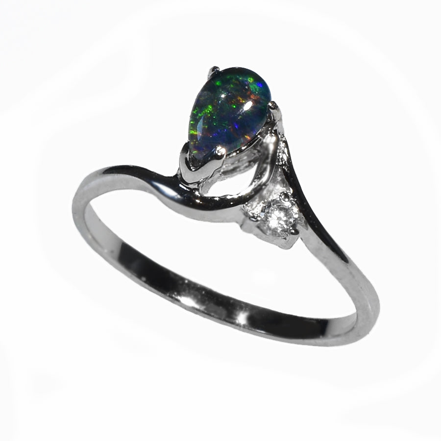Sterling Silver Black Triplet Opal Ring 17R-TR (Size L or 6)
